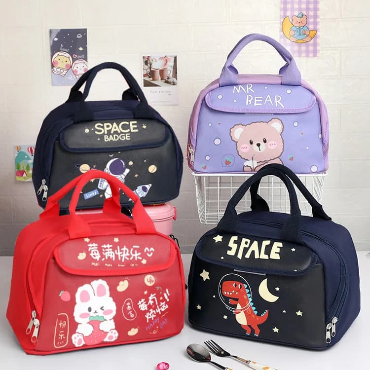 Large Capacity Waterproof Thermal Cartoon Lunch Box Bag Portable Handbag for Elementary School Students Bento Bag Lunch Bag