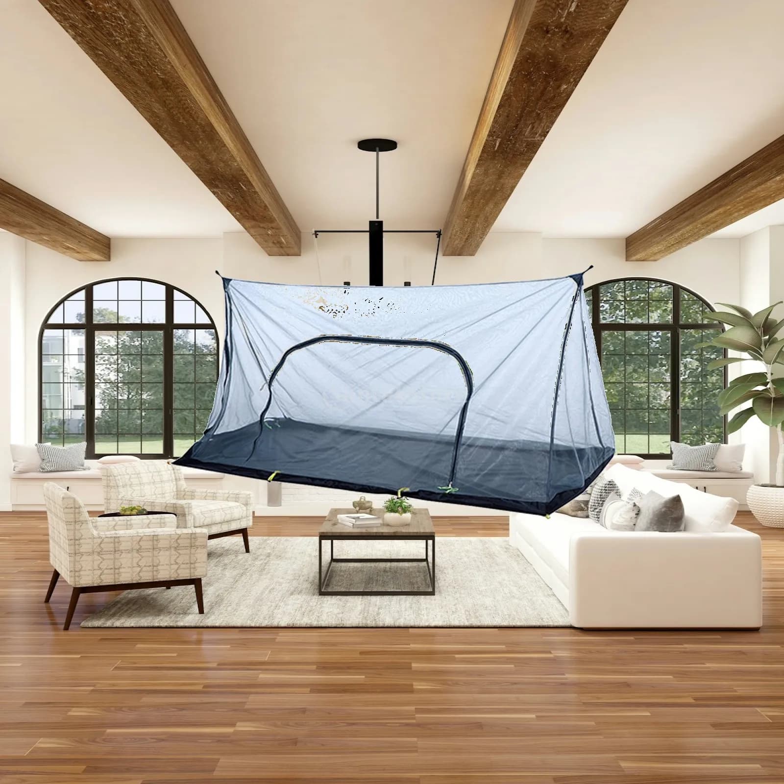 Hanging Swing Bed Hammock Tent Breathable Bug Net Mesh Canopy Lightweight Outdoor Shelter for Camping Beach