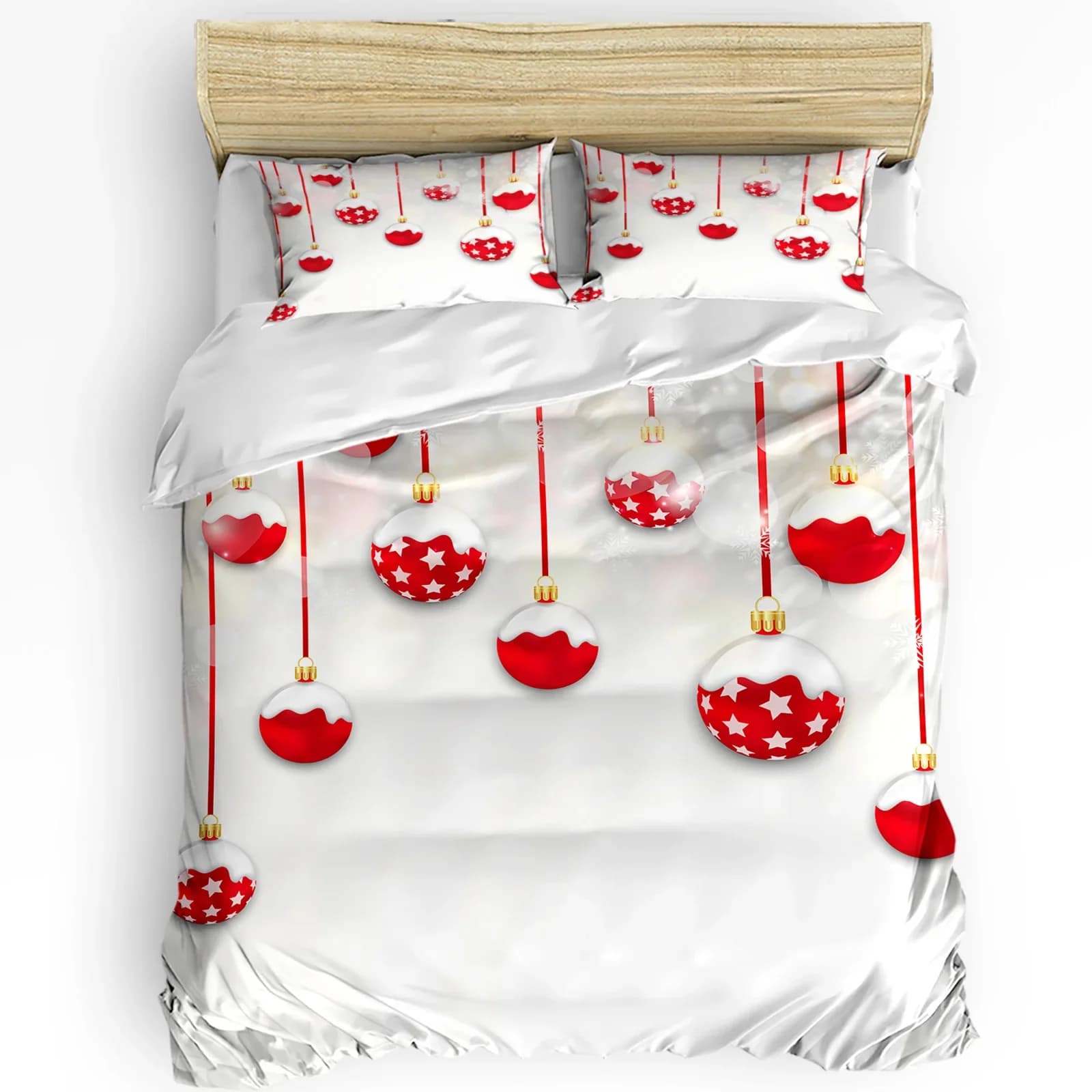Luci dell'albero di Natale Tema natalizio Copripiumino Set di biancheria da letto Copripiumino per la casa Federe Set di biancheria da letto per camera da letto Senza lenzuolo