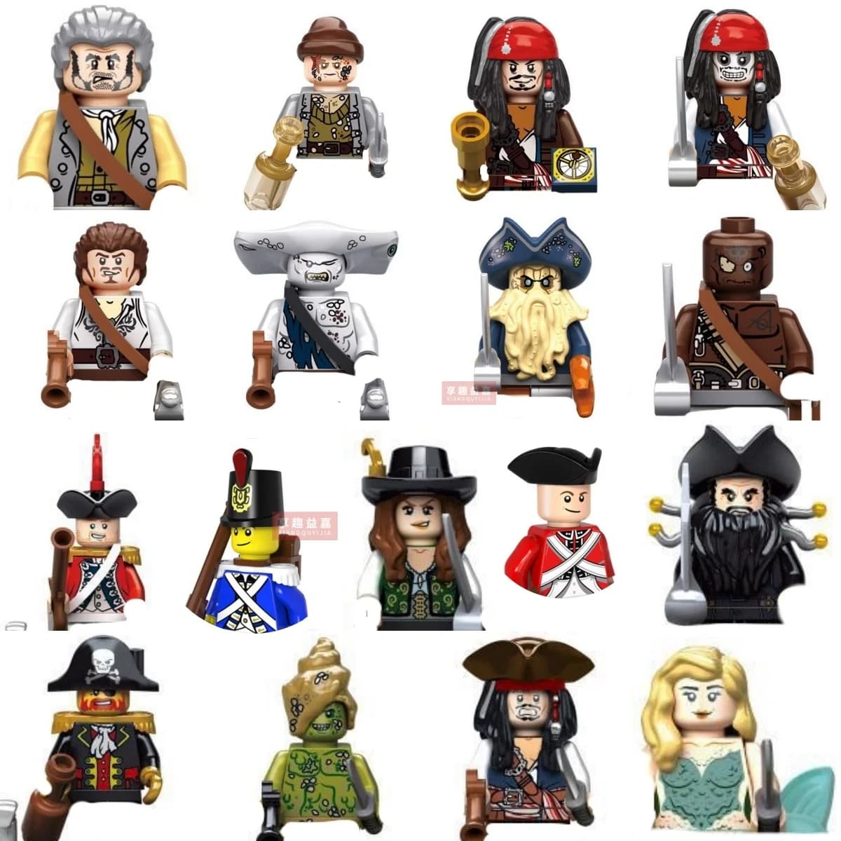 Pirati della Marina Capitano dei Caraibi Jack Jones Davy Jones Barba Nera Figura Blocchi Mattoni da Costruzione Giocattoli da Costruzione per I Bambini