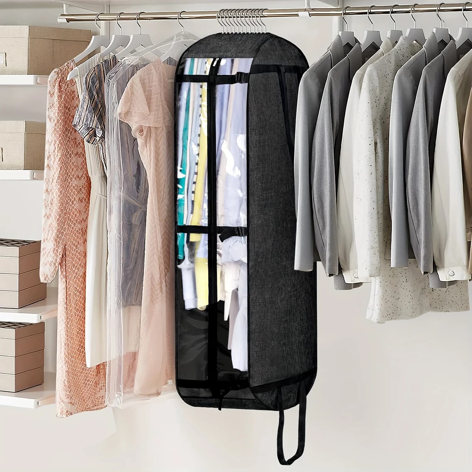 Borsa porta abiti pieghevole, borsa appendiabiti, borsa per armadio, borsa per trasloco, borsa porta cappotti, giacche, camicie e capi con colletto