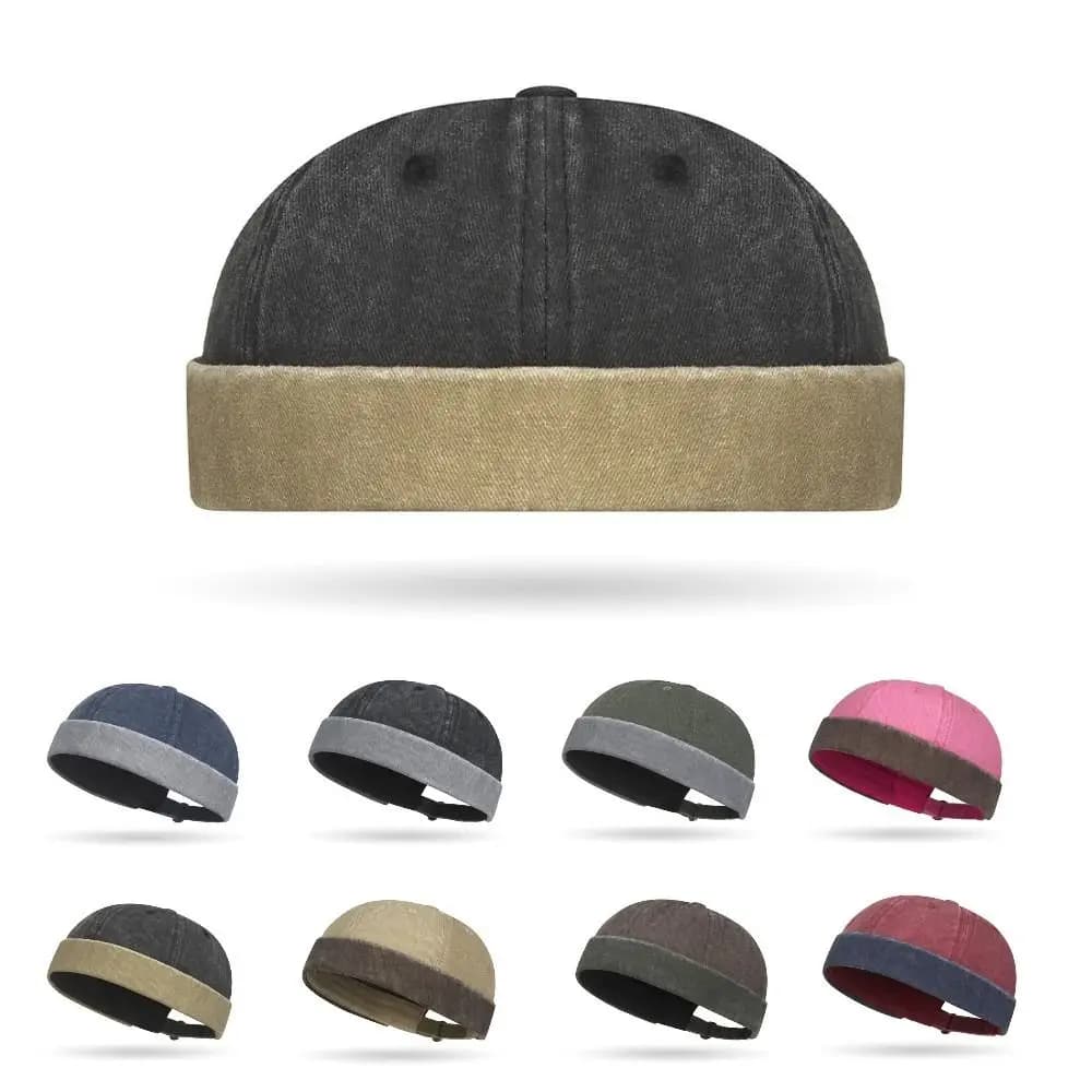 Hip Hop Hat without Fashion visor, Adjustable Cotton Beret, Multicolor Streetwear Hat, Women's Hat Landlord Style