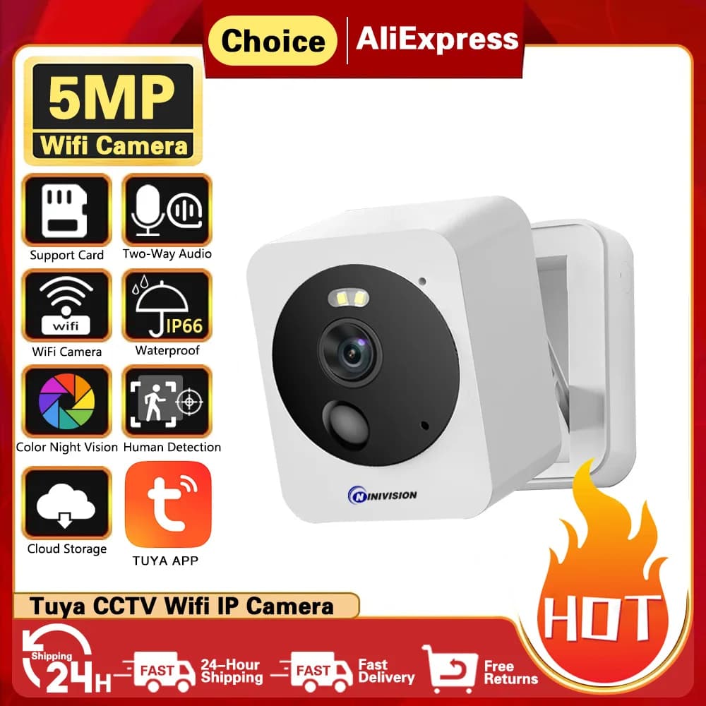 5MP Wifi Smart Home Baby Monitor Audio bidirezionale Mini telecamera IP di sicurezza interna Telecamera di sorveglianza CCTV impermeabile Tuya APP