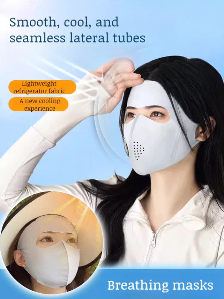 Maschera con protezione UV Maschera solare in seta ghiacciata Maschera facciale traspirante e leggera per ciclismo Maschera facciale anti-UV 400 per uomo e donna