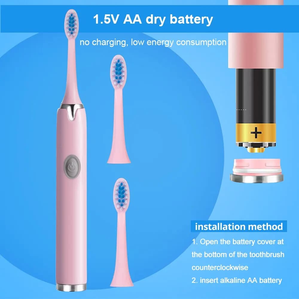 Sonic electric brush Tongwode IPX7 waterproof for adults, couple, home use, soft bristles replaceable with 6 toothbrush heads