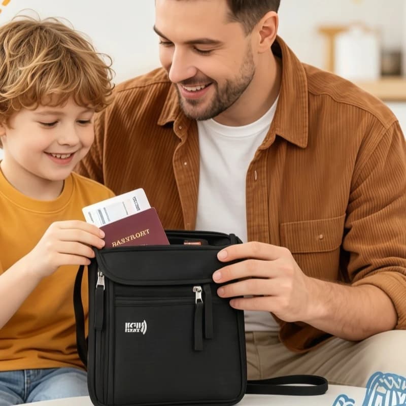 Travel Pouch Neck Wallet Family Passport Holder Organizer Case with RFID Blocking passport wallet travel wallet