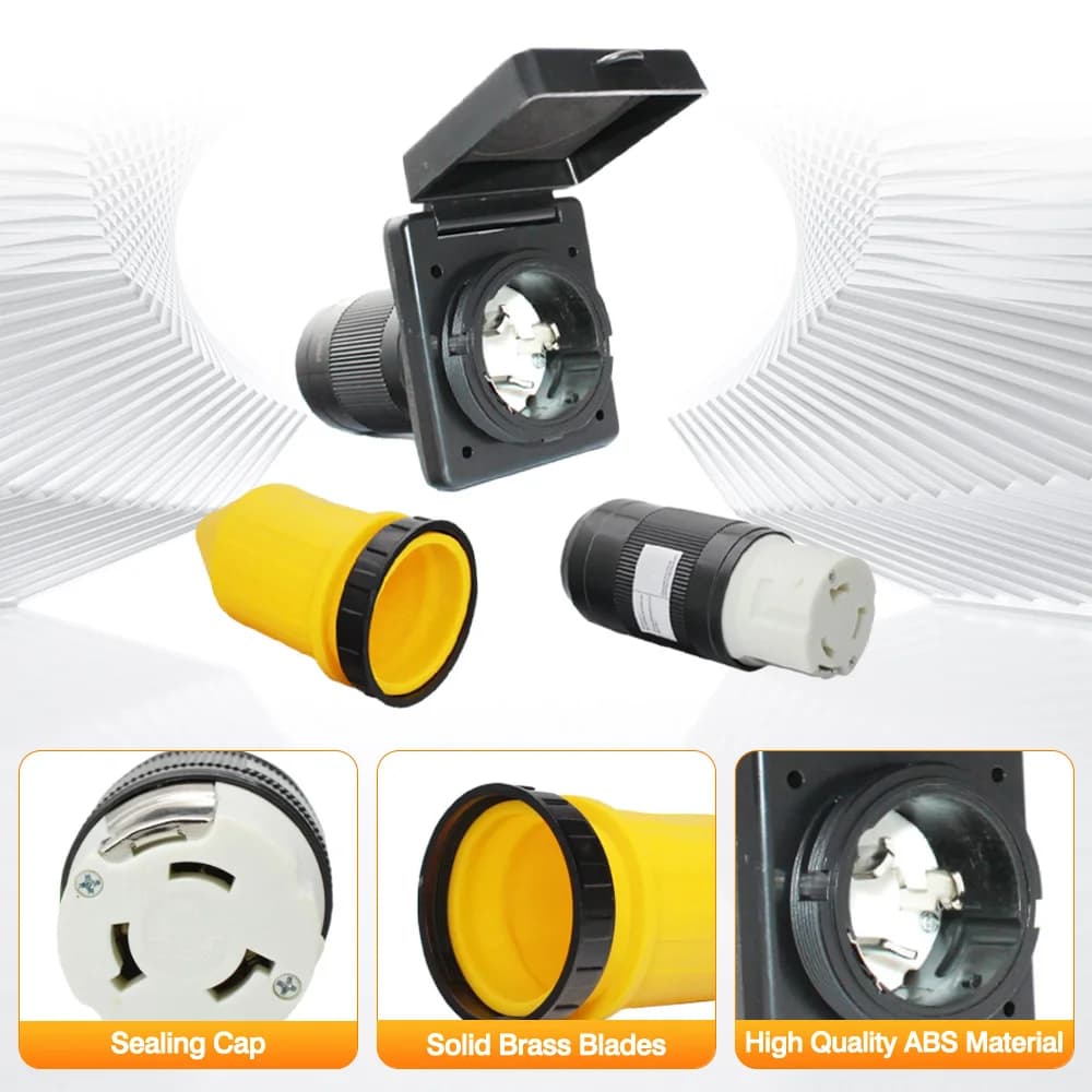 50AMP RV Power Inlet Shore Power Kit con protezione per cavo di avvio 125/250V NEMA SS2-50P SS2-50R Twist Lock spina maschio femmina