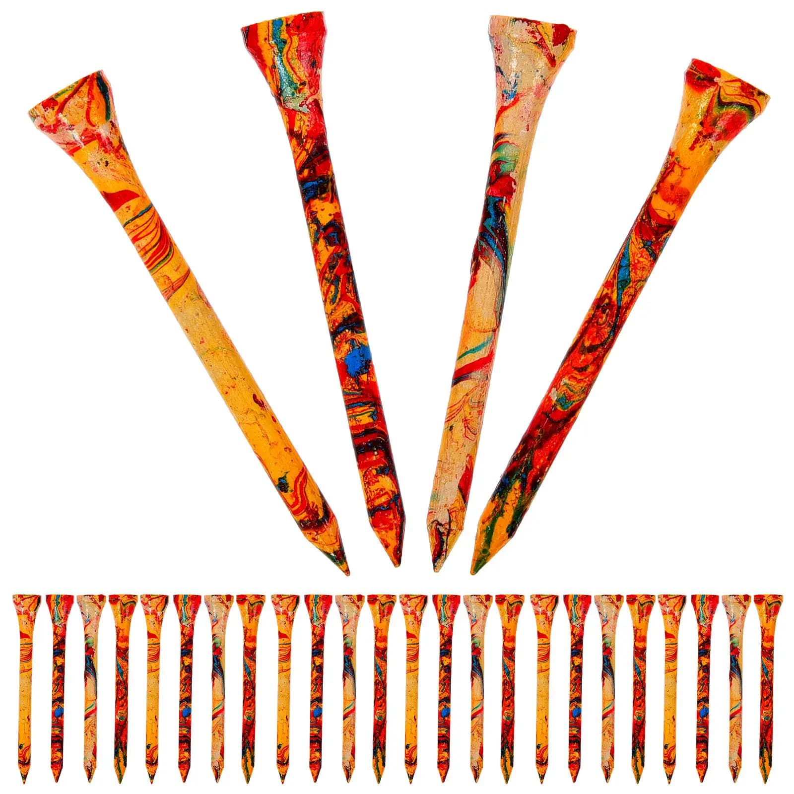 50 Pezzi Tee da Golf in Legno con Punte Camouflage da 70mm, Supporti per Palline Durevoli e Stabili, Ricambi per Allenamento