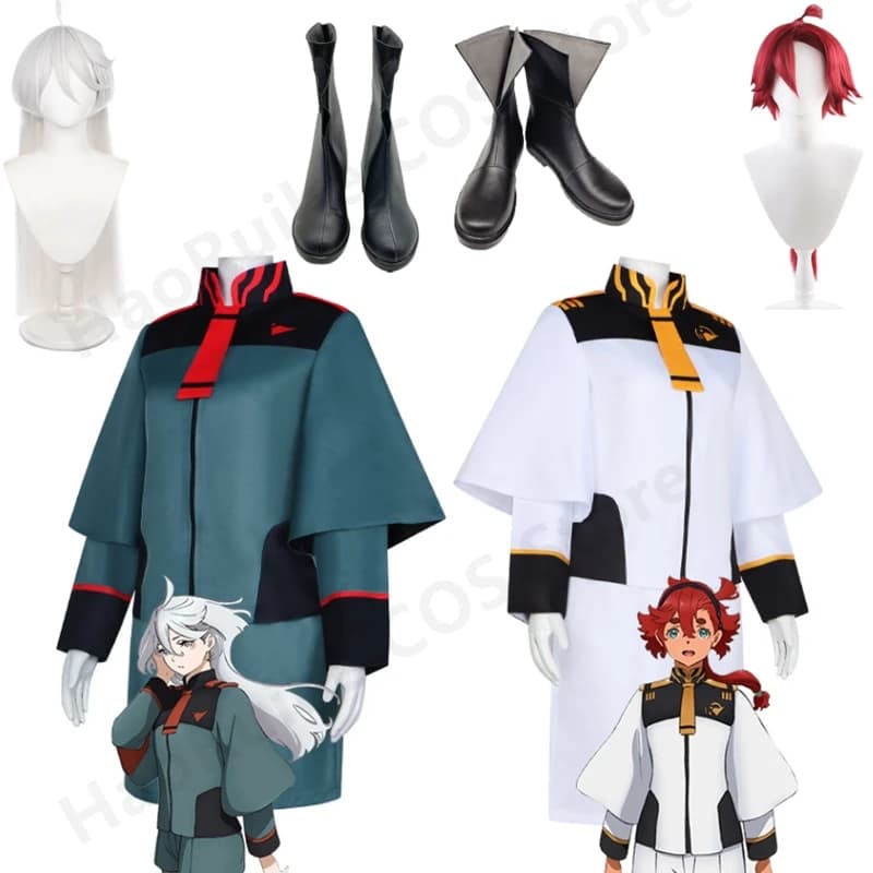 Lynn Cosplay Costume donna Anime Mobile Suit Gundam la strega di Mercury Fantasy Halloween parrucche abiti per travestimento gioco di ruolo