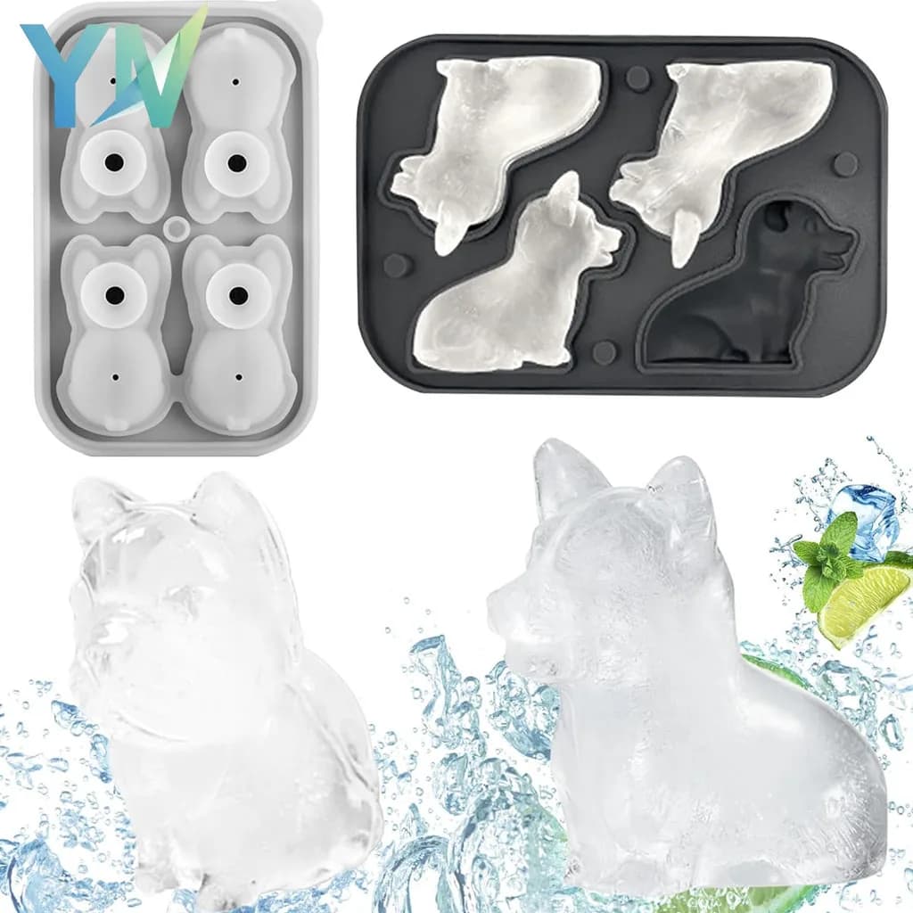Stampo per Ghiaccio a Forma di Cane in Silicone, 1-5 Pezzi, per Palline di Ghiaccio Grandi, per Whisky, Bourbon, Cocktail, Facile da Sformare, per Congelatore