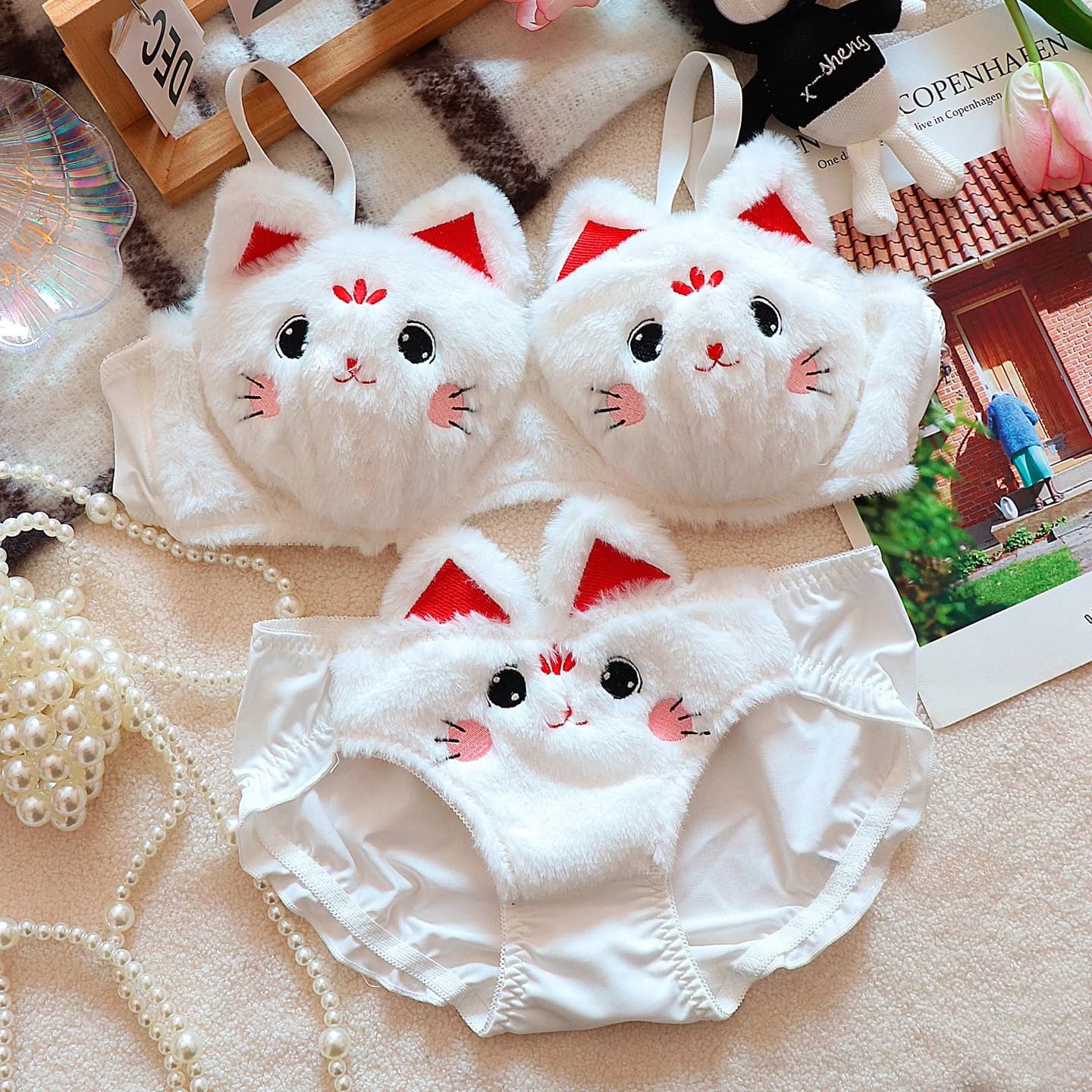 Reggiseno giapponese autunnale e invernale in peluche per ragazza carina giapponese senza ferretto caldo