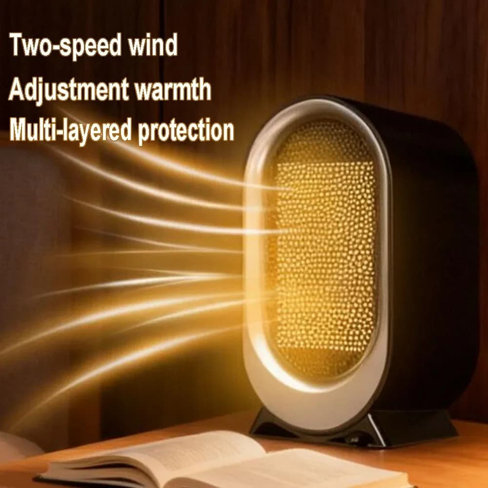 Riscaldatore elettrico portatile da 1200 W Mini riscaldatore da tavolo Ventilatore di aria calda intelligente per scaldino invernale per ufficio camera da letto di casa