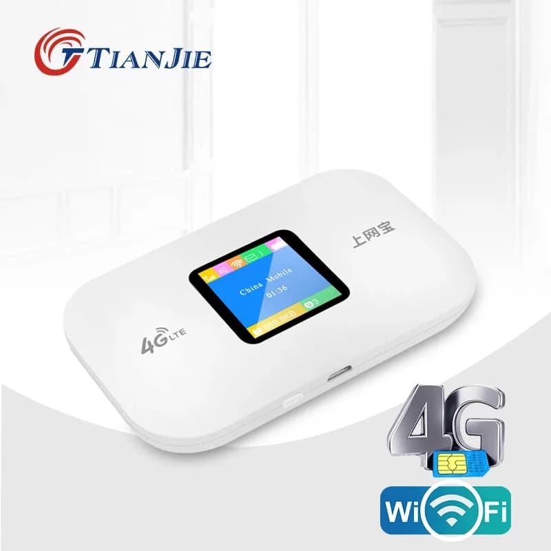 TIANJIE 4G SIM Card Router 150Mbps Wireless WiFi Modem Portable Hotspot Travel Wireless Internet Adapter with 2100mAh Battery