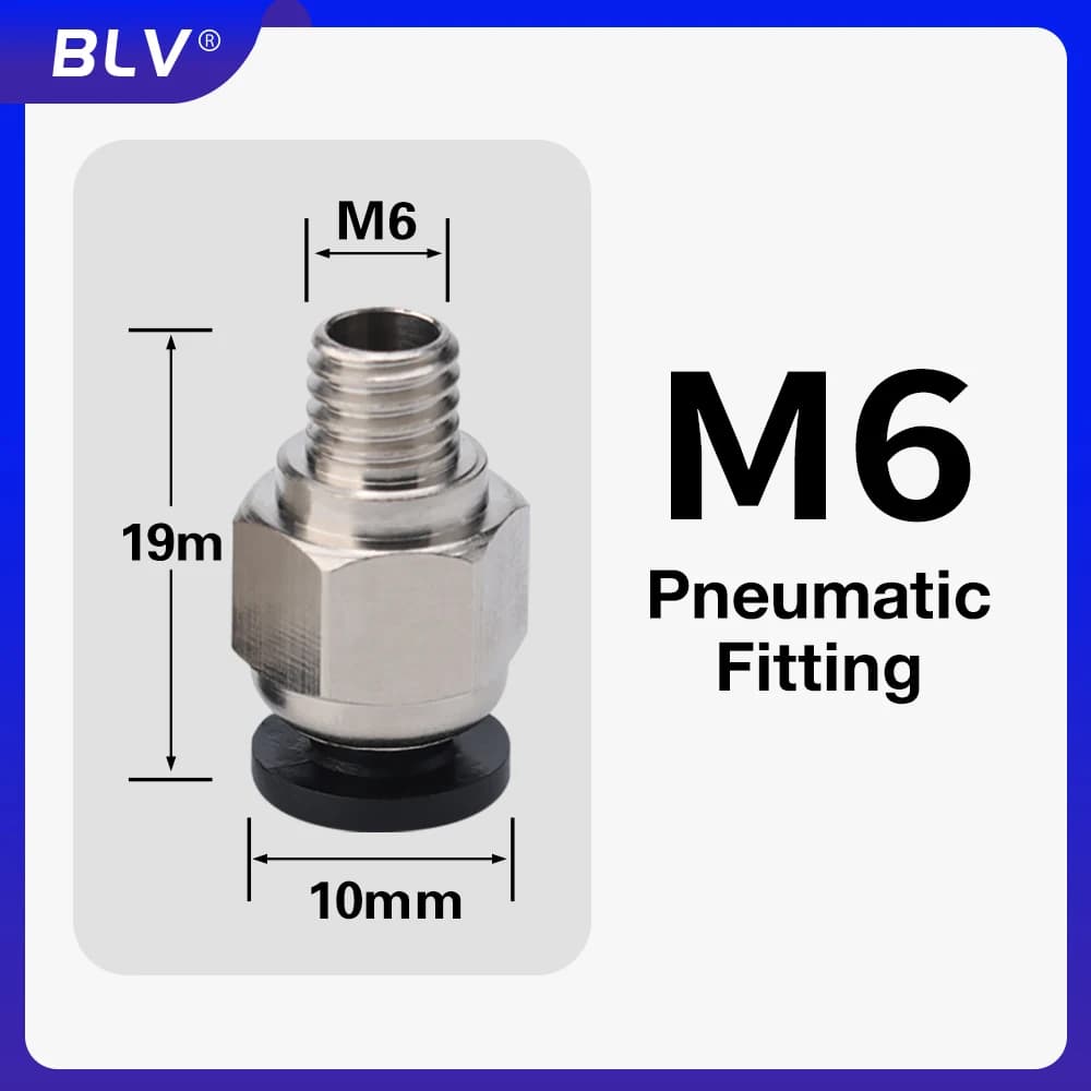 BLV ® Raccordo pneumatico G1/8" / M6 per stampante 3D Tubo Bowden PTFE da 4 mm PC4 Compatibile con la maggior parte delle STAMPANTE 3D BMCU