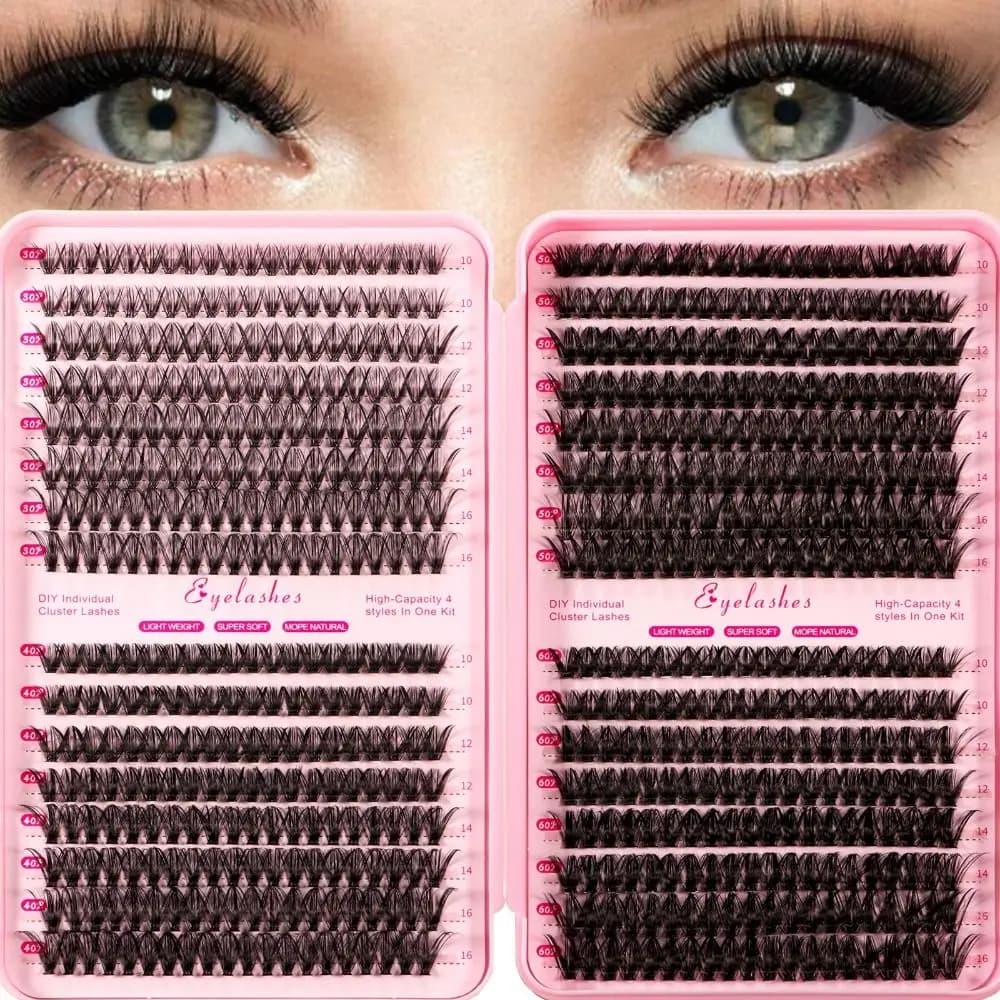 Ciglia Finte Effetto Naturale Stile Wispy 3D Volume, Ciglia Finte 3D Effetto Visone, Ciuffetti Voluminosi, Ventagli di Volume, Ciglia Finte per la Cura Personal