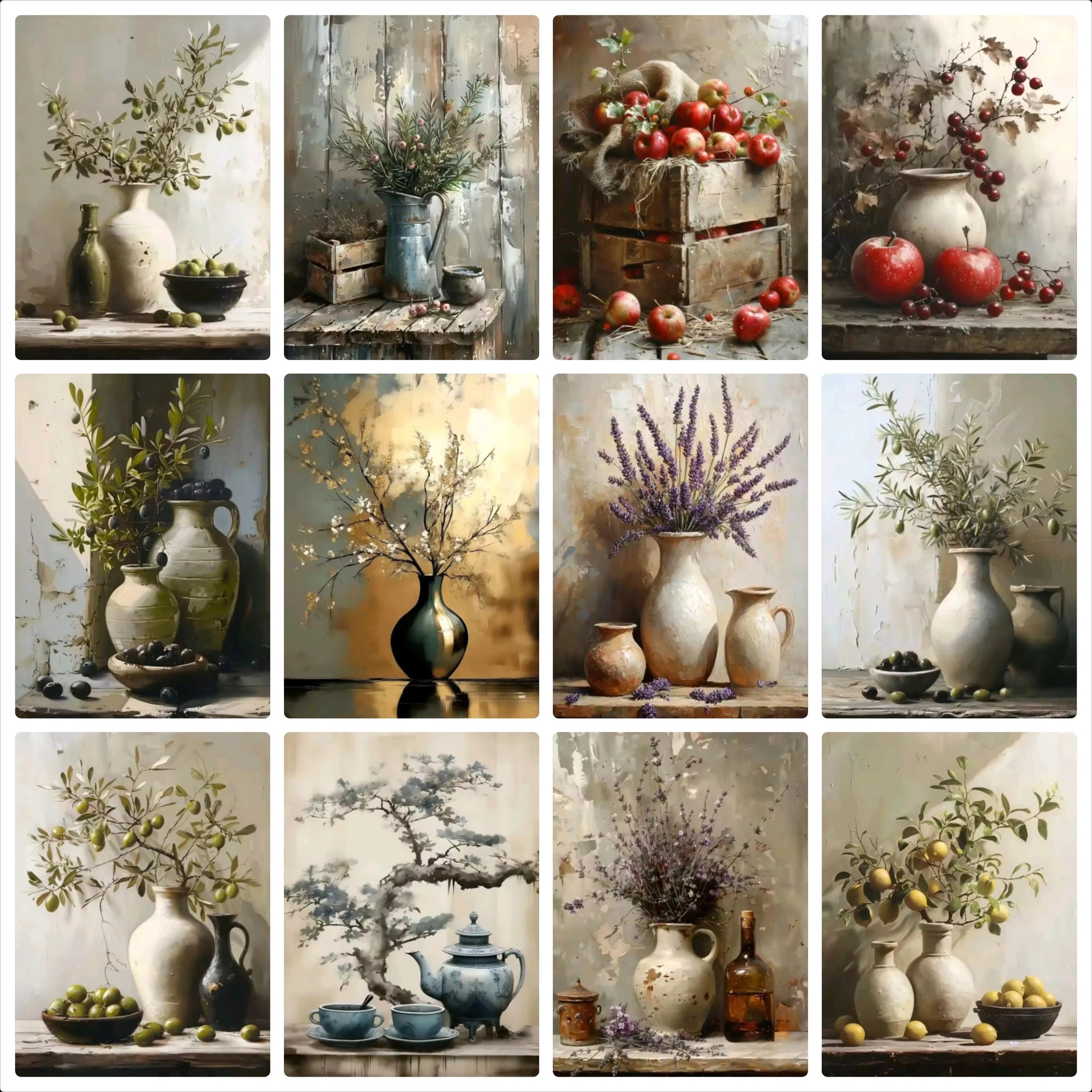 Lemon Olive Tree Plants in Vase Still Life Diamond Painting Kit Square Round Diamond 5D DIY Mosaic Handmade Art Gift Home Decor