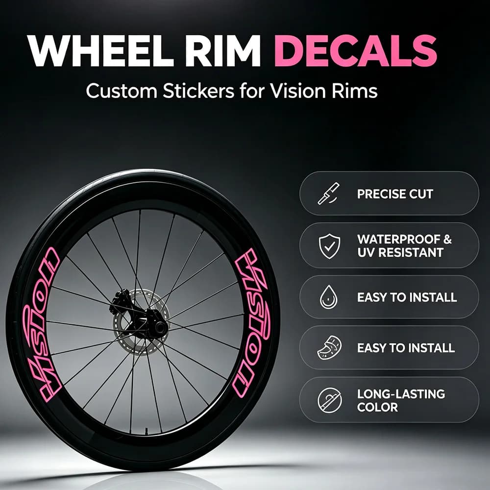 9pcs/1set Vision Wheel Rim Stickers Road Bike Carbon Rim Decals Bicycle Wheel Decorative Stickers Waterproof Vinyl Decals