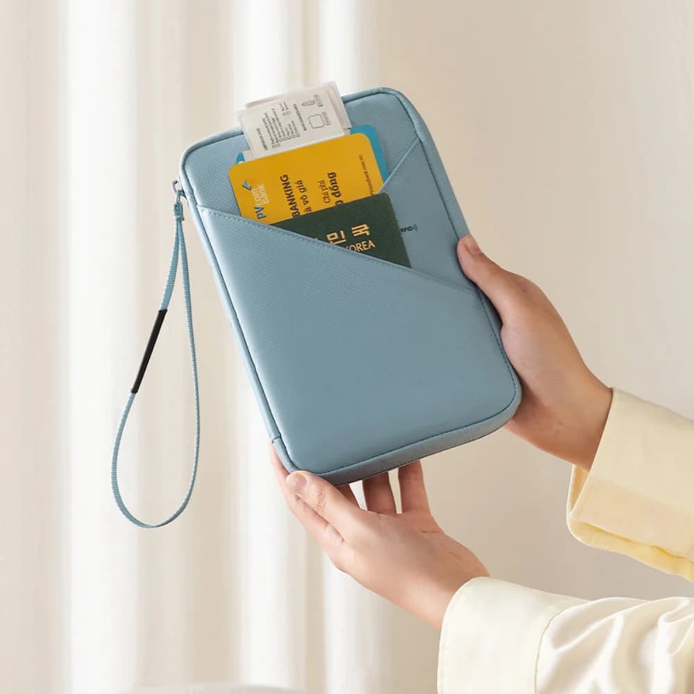 Borsa portaoggetti da viaggio Borsa per carte grigia Porta passaporto Porta documenti di archiviazione per l'organizzazione di biglietti aerei Tripa aziendale