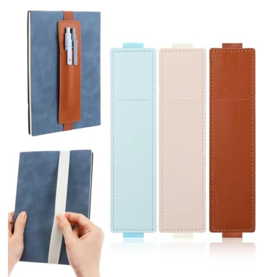 3Pcs Pen Holder for Notebook, Adjustable Notebook Pen Holder, PU Leather Pencil Case, Pencil Holders Notebooks, Planners, Binde