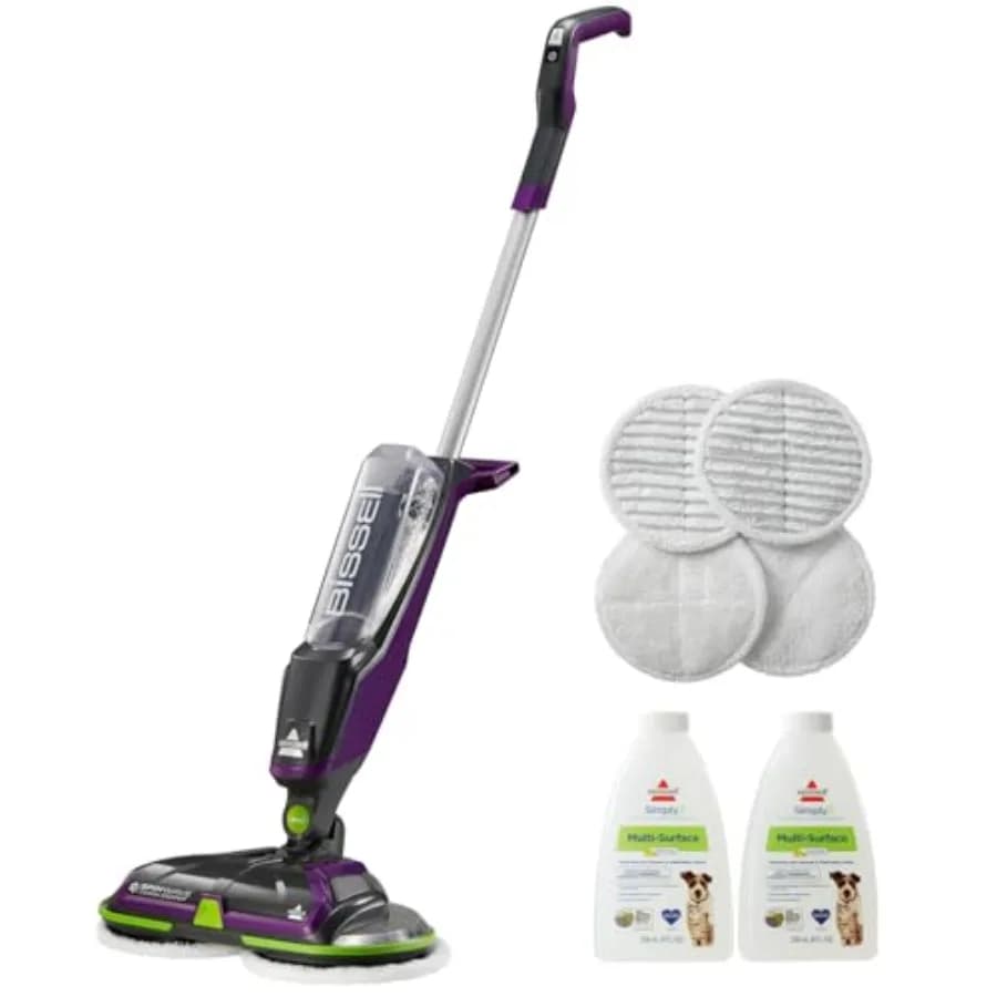 Spin Mop, pulitore elettrico per pavimenti duri da 18 V con cuscinetti riutilizzabili e lavabili, rimozione delle macchie di animali domestici per pavimenti in legno sigillato, piastrelle e laminato