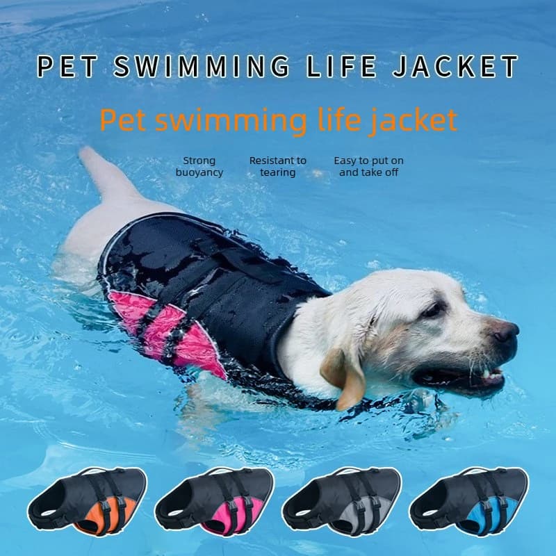 Pet Flotation Life Jacket Adjustable Reflective Dog Cat Swimming Safety Vest Summer Wear For Beach Pool Boating Water Activities