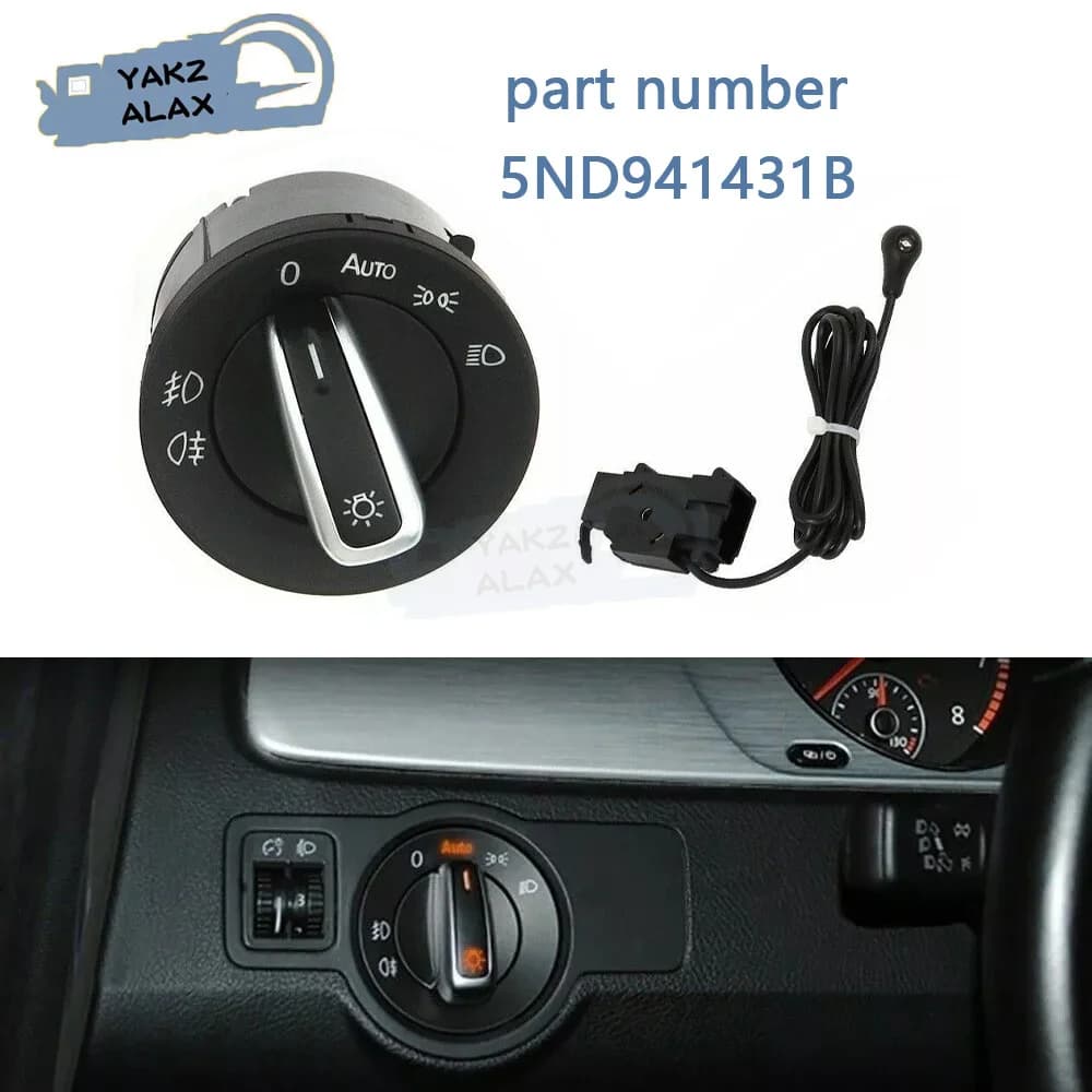Per Golf MK5 MK6 Passat B6 B7 CC Touran Caddy Tiguan Chrome 5ND941431B Auto Faro Fendinebbia Interruttore di Controllo Manopola e Sensore