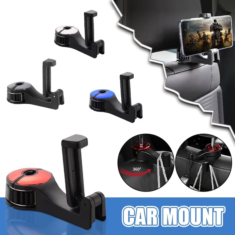 Gancio nascosto per Auto multifunzionale 2 in 1 con supporto per Ipad per telefono gancio per schienale per seggiolino Auto supporto per portaoggetti portatile Clip di fissaggio automatico