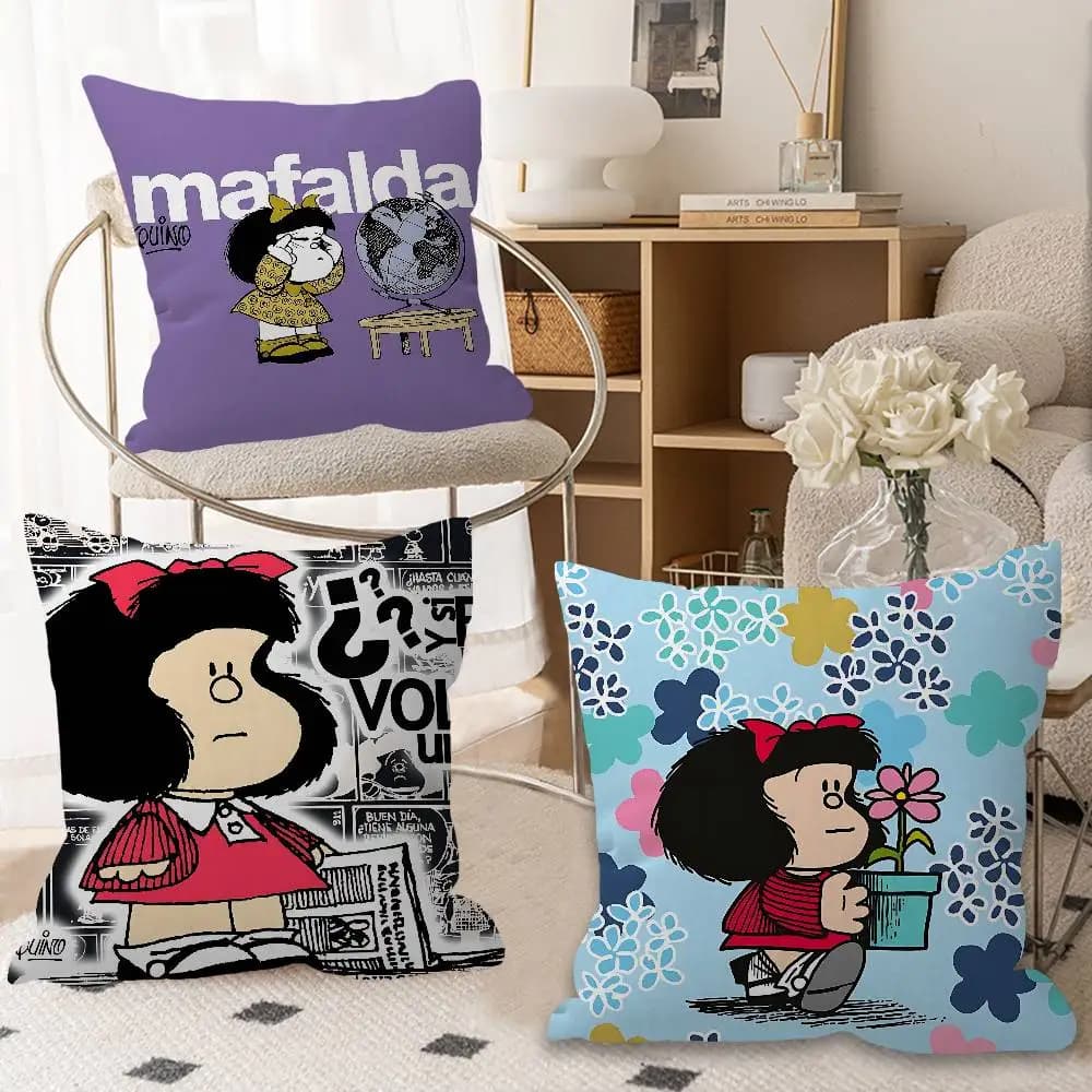 M-Mafalda Girl Fodera per cuscino, federa per cuscino, decorazione per la casa, cuscino decorativo per divano