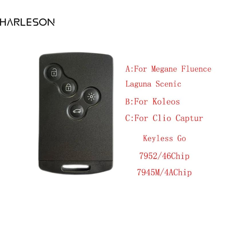 Chiave a distanza intelligente senza chiave per Renault Megane Fluence Laguna Scenic Clio Captur Koleos 433 MHz ID46-PCF7952 4AChip 7953M