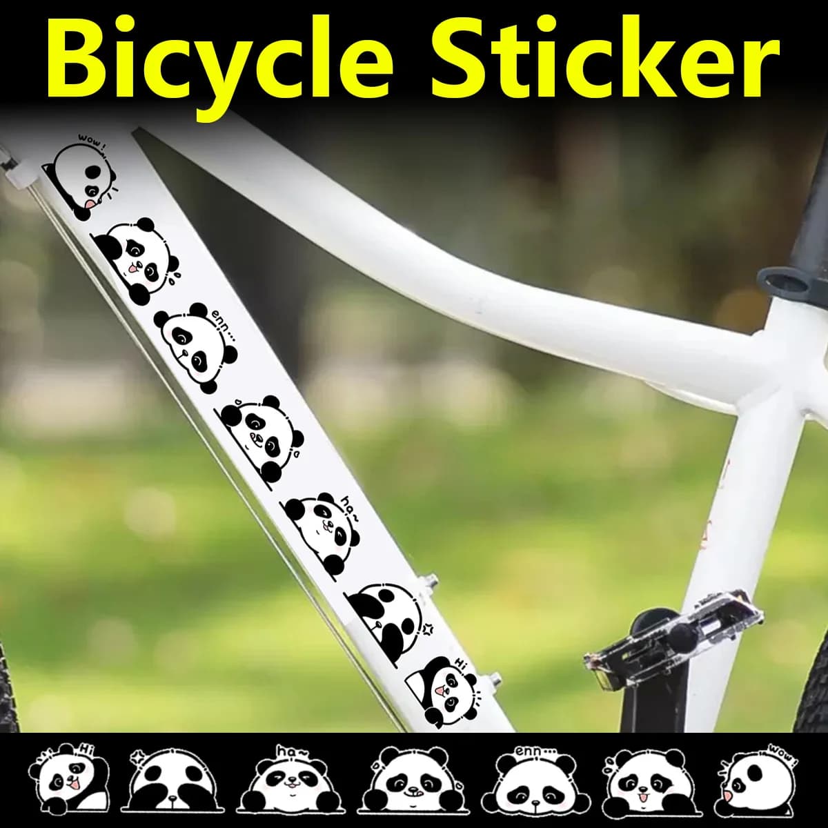 Adesivo per Bicicletta a Forma di Panda, Decalcomania per Casco da Mountain Bike, Vinile Riflettente Impermeabile Antigraffio, Accessori Protettivi Decorativi