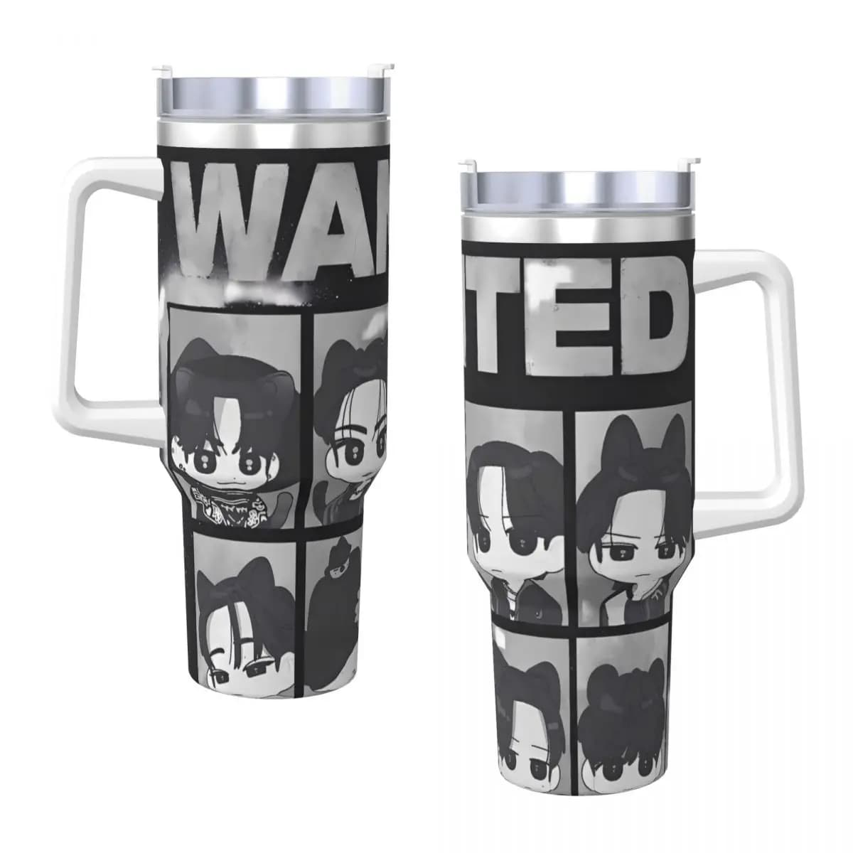 Bicchiere in acciaio inossidabile Kpop Ateez Band Tazze termiche Bevande calde portatili Tazze per auto Guida Bottiglia d'acqua stampata
