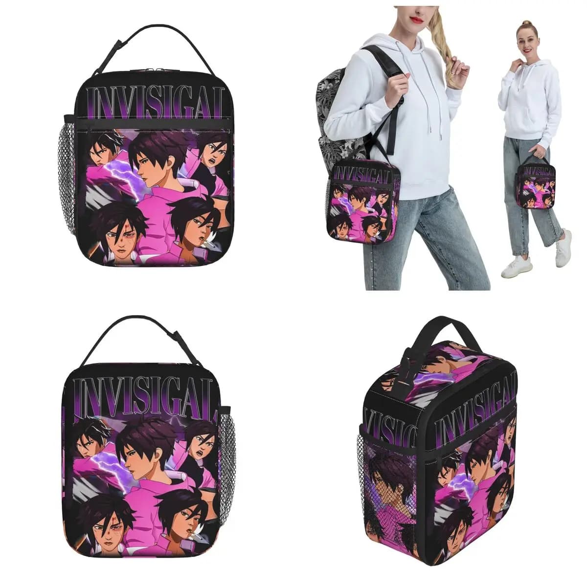 Invisigal Gioco di spedizione anni '90 Borsa per il pranzo isolata Grande contenitore per pasti Borsa termica Borsa per il pranzo Tote Borse per alimenti all'aperto per ufficio