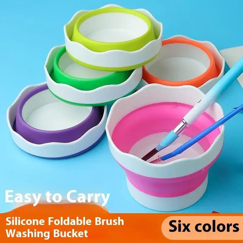 Portable Collapsible Paint Brush Washer Silicone Mini Wash Water Bucket Holder Cup Watercolor Acrylic Oil Painting Cleaner