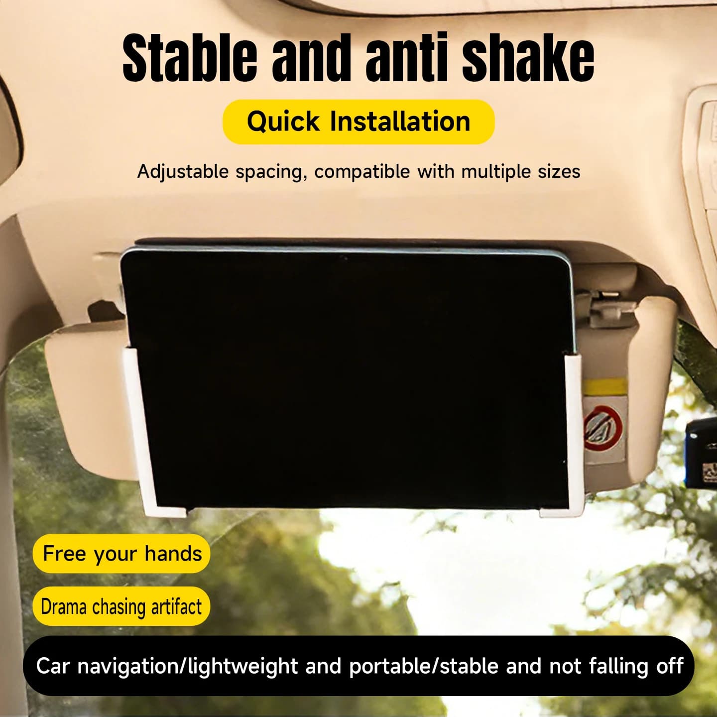 Supporto per tablet per auto con montaggio anti-vibrazione portatile compatto regolabile multifunzionale