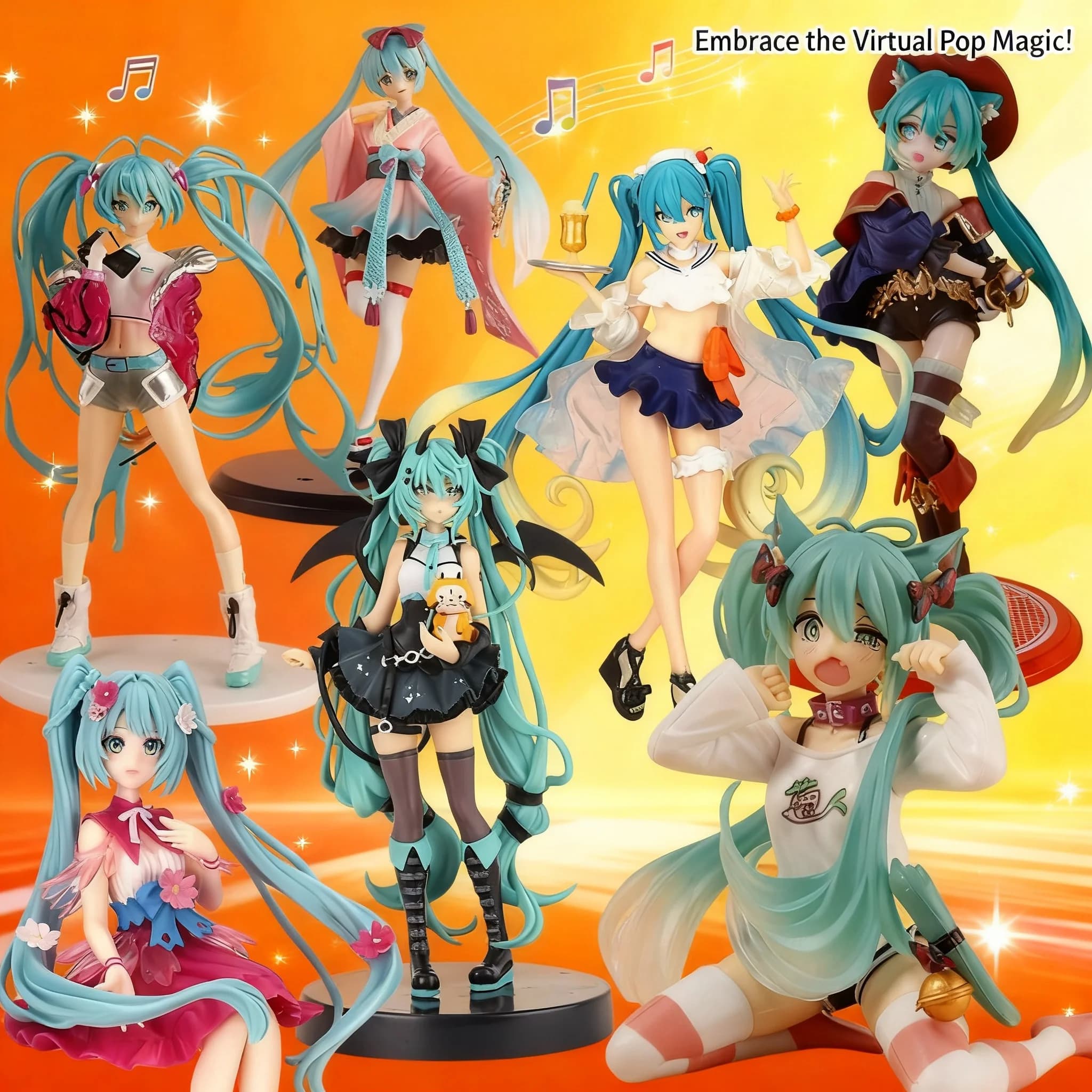 Statuetta di Hatsune Miku, Figurina Anime Carina, Ornamento da Scrivania o Auto, Modellino da Collezione, Regalo per Fan Otaku