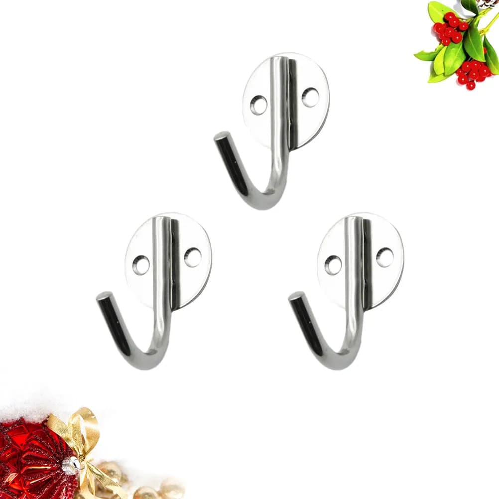 3Pcs Stainless Steel Round Solid Wall Hooks Polished Finish Elegant Simple Design Bathroom Towel Coat Key Plant Picture Hook
