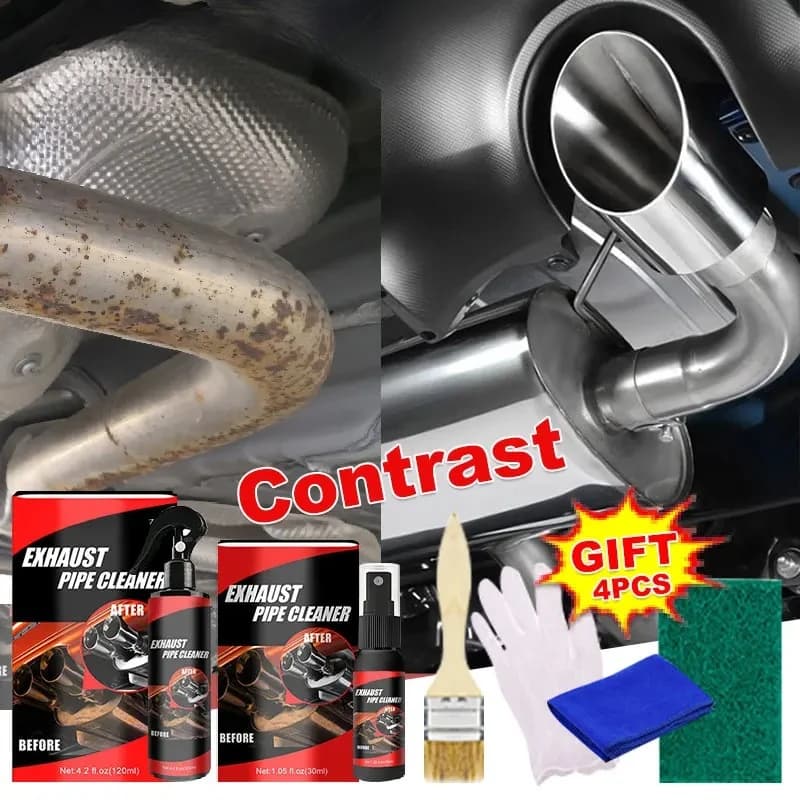 120ml Car Motorcycle Exhaust Pipe Cleaner Car Rust Remover with Rubber Gloves and Brush Repair Maintenance Tool Set