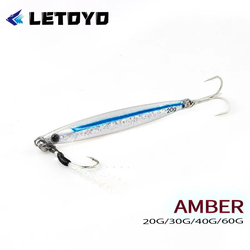 LETOYO Metal Jig With Hooks 20-60g Artificial Hard Bait Offshore Casting Jigging Lure Spoon Mackerel Sea Bass Perch Pike Fishing