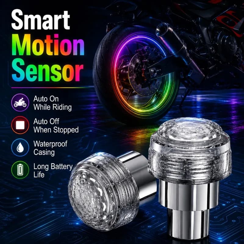2/4PCS LED Tire Valve Cap Wheel Lights, Colorful Motion Activated Waterproof Flashing Lamps for E-Bike, Bicycle and Motorcycle