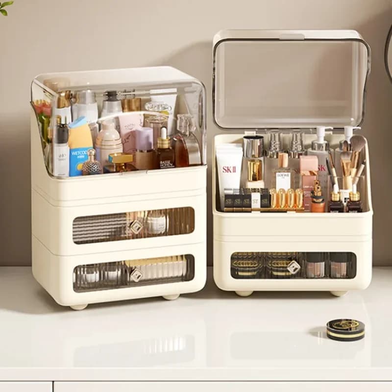 Large Capacity Makeup Organizer Vanity Storage Shelf Desktop Cosmetic Box Lipstick Stand Holder Skincare Organizer