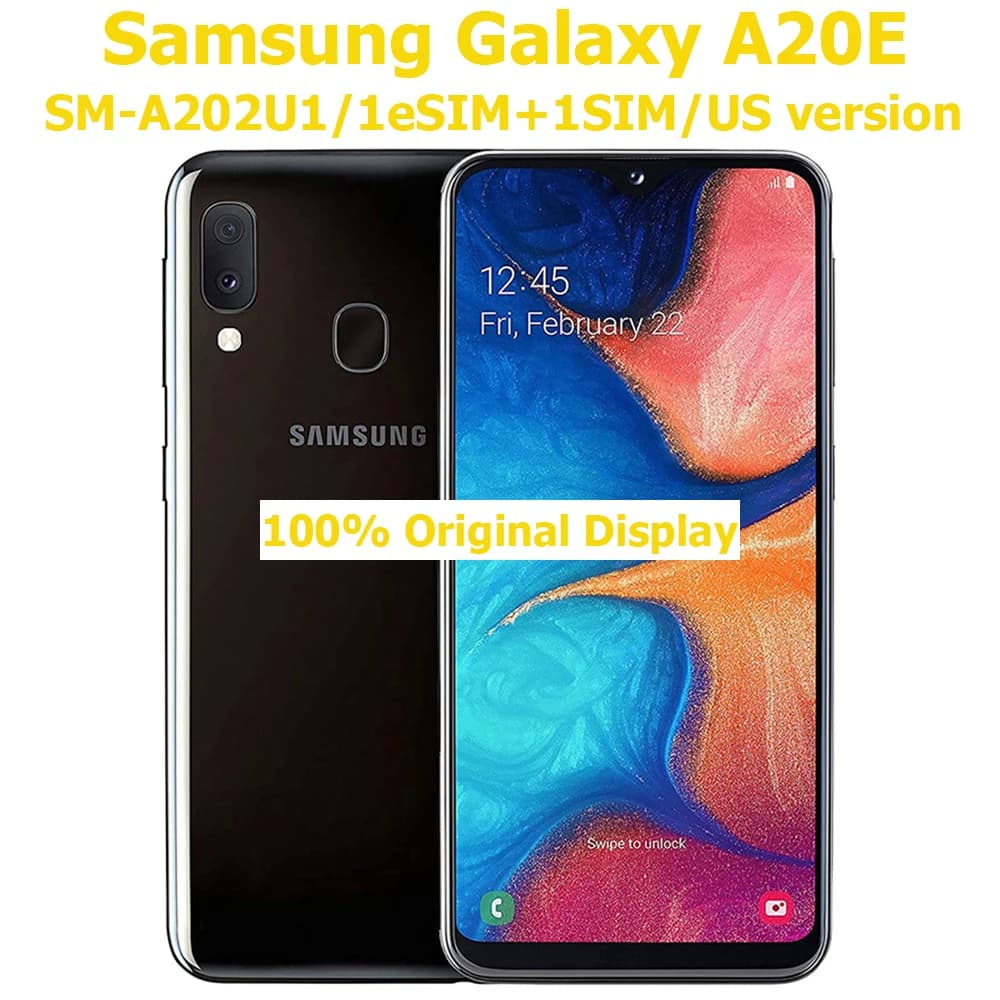 Samsung Galaxy A20e Smartphone Android Intelligente, Schermo 5.8 Pollici, Sensore Impronte Posteriore, NFC, Versione USA Originale Sbloccata