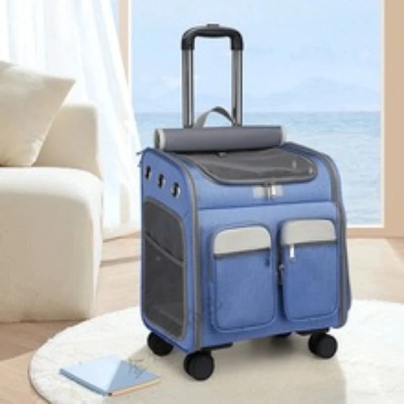 Trasportino con Ruote per Cani e Gatti 2-in-1, Borsa da Viaggio con Manico Telescopico, Grande Trasportino Morbido Approvato TSA con Rete