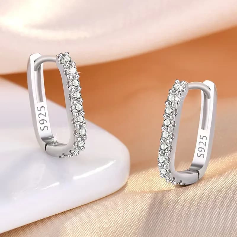 Orecchini a Cerchio in Argento Sterling 925 con Cristalli e Zirconi, Gioielli alla Moda per Donna, Nuovo Modello Xy0179