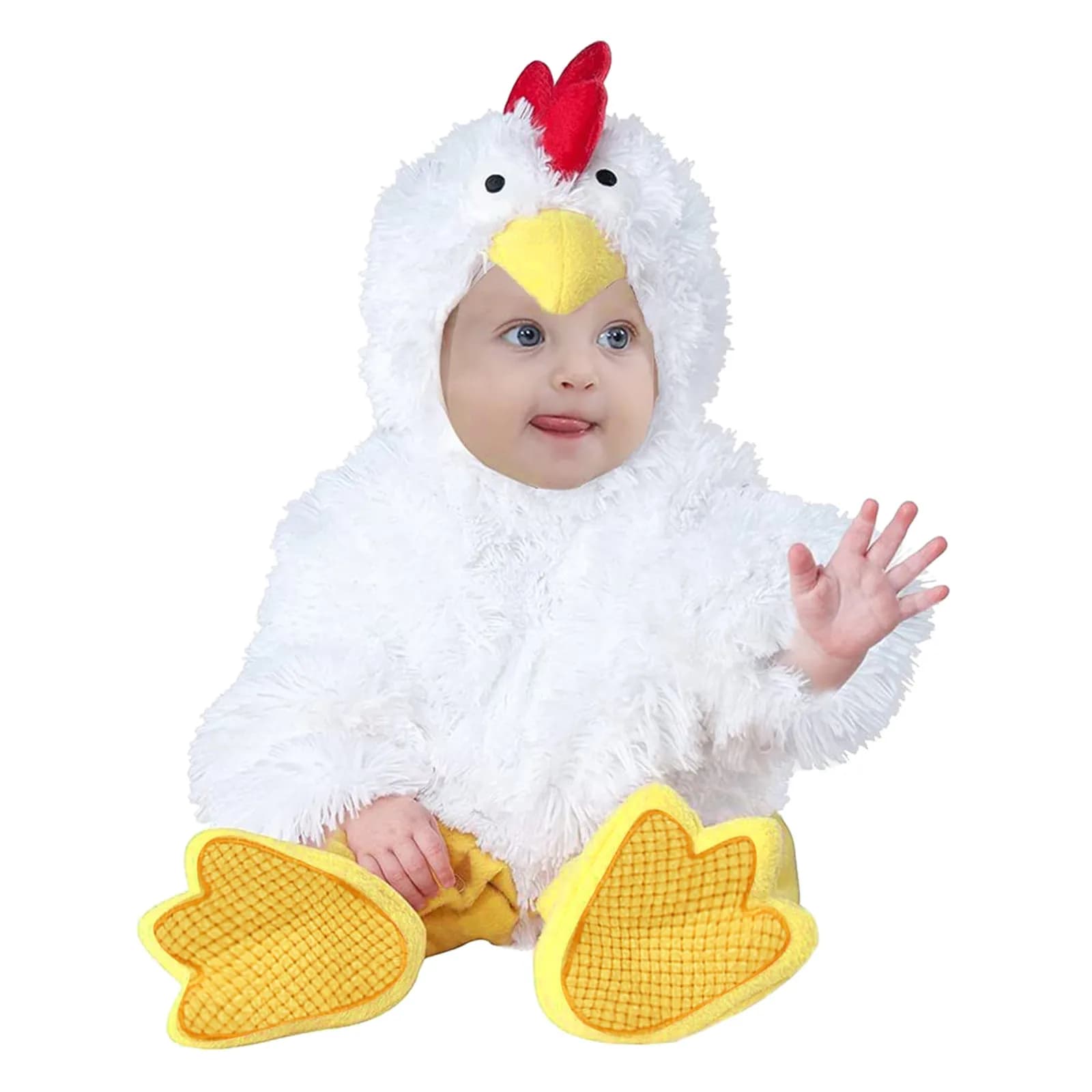Costume da Pulcino per Neonati, Tutina in Pile con Scarpe per Bambini e Bambine, Travestimento per Halloween e Pasqua, 6M 12M 18M