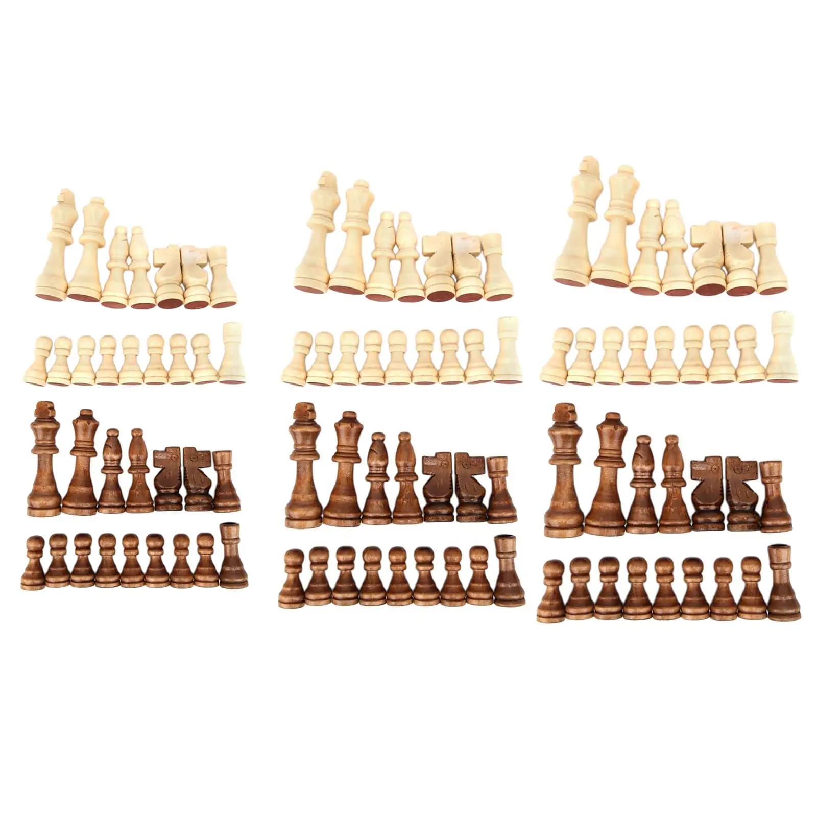 32Pieces Wooden Chess Pieces Chess Set Chess Game for Competition Home Chess Play Accessory