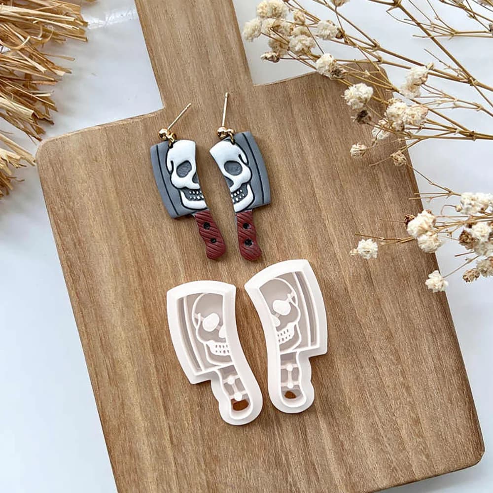 2 pezzi serie Halloween cartone animato fantasma coltello argilla polimerica orecchino stampo in argilla orecchini fai da te gioielli regalo fatto a mano utensili da taglio