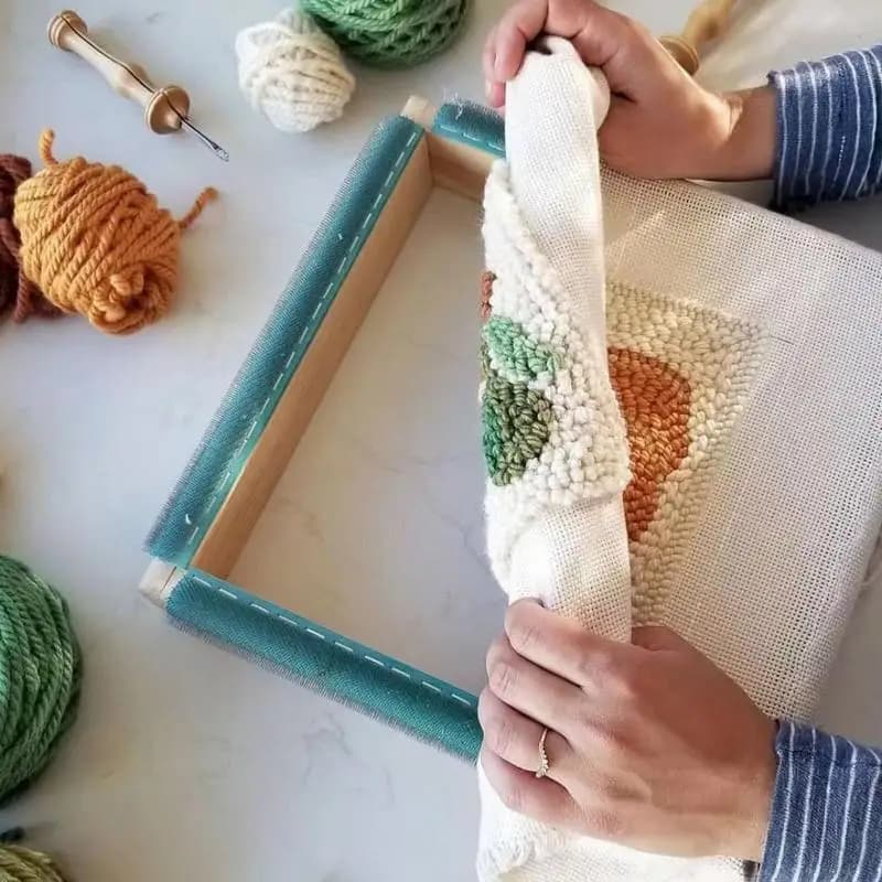30/50cm Square Embroidery Punch Needle Frame Hoop Equipped With Gripper Strips For DIY Cloth Painting Sewing Quilting Handcraft