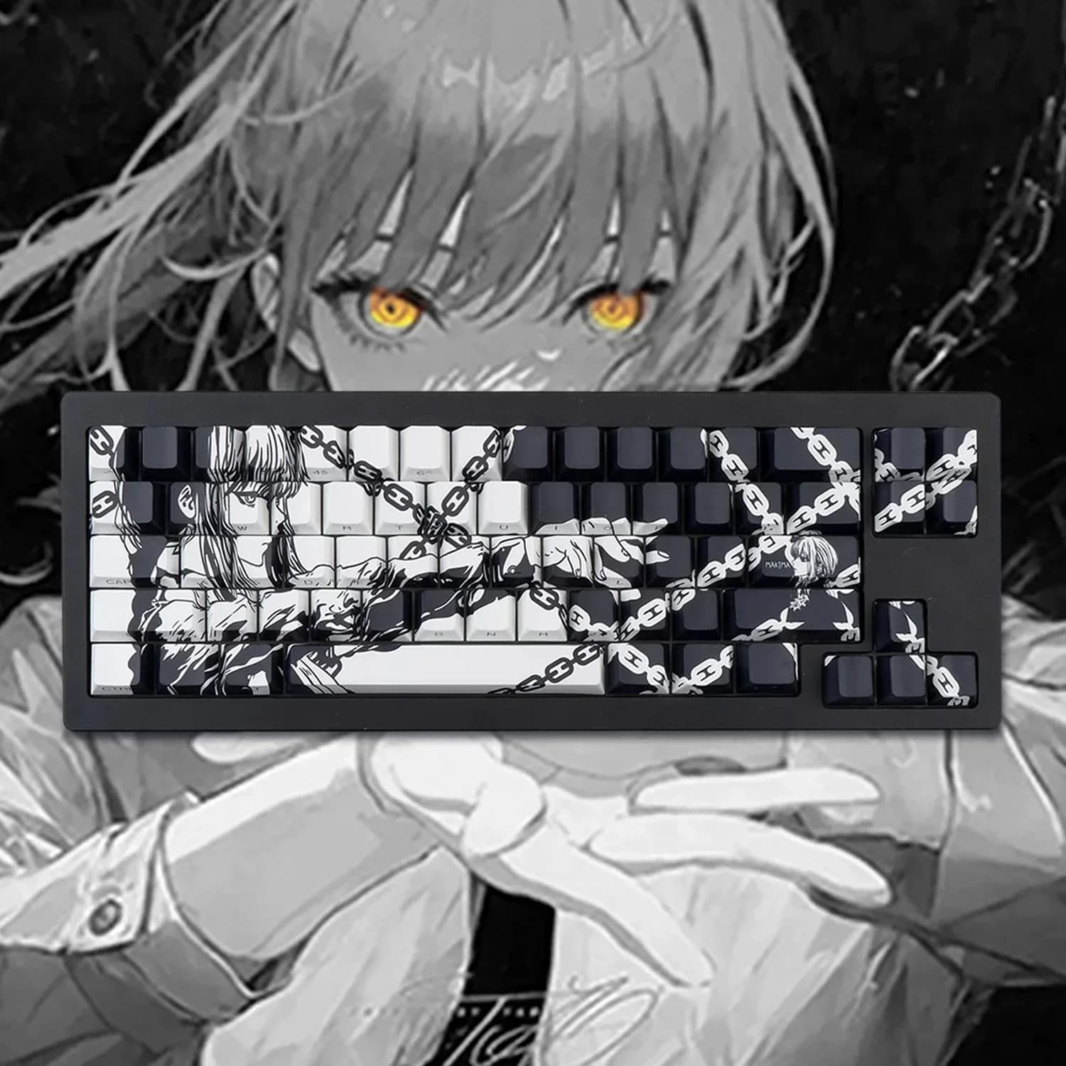 Keycaps Anime Makima, 129 Tasti PBT, Keycaps Chreey, Keycap Giapponesi, Tasti per Tastiera Meccanica con Stampa a Sublimazione per 64/68/71/108 Tasti