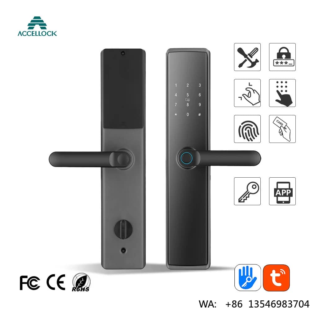 ACCELLOCK Maniglia per Porta a Mortasa Personalizzata Economica all'Ingrosso con Sblocco Remoto RFID WiFi Smart TT Lock e Sblocco tramite App