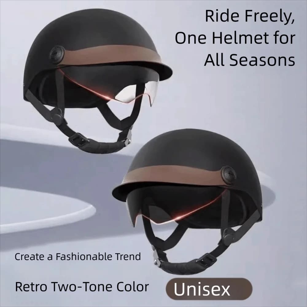 Vintage Ultra Light Electric Bicycle Helmet Fall Prevention Breathable Cycling Helmet Sunscreen Motorcycle Half Helmet Riding